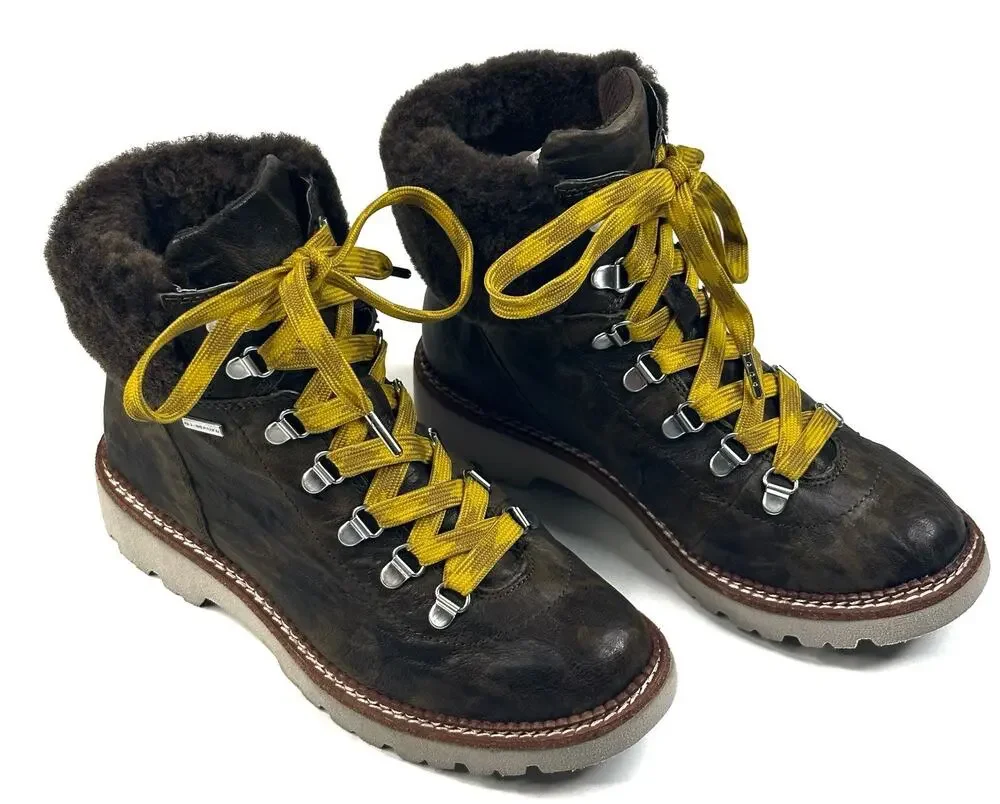 Bionica Danie Waterproof Shearling Camouflage Leather Boots Womens 7M New $190